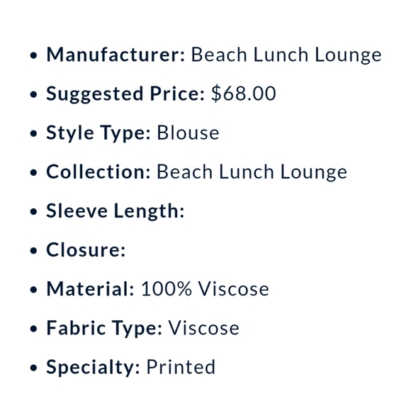 NWT Beach Lunch Lounge Talia Tunic Style Blouse - Picture 3 of 3